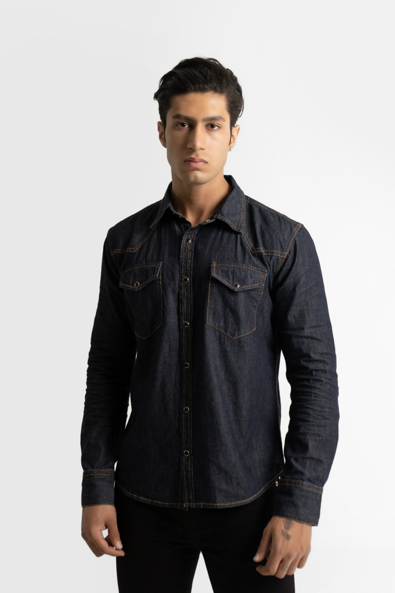 Selvedge denim 2024 shirt mens