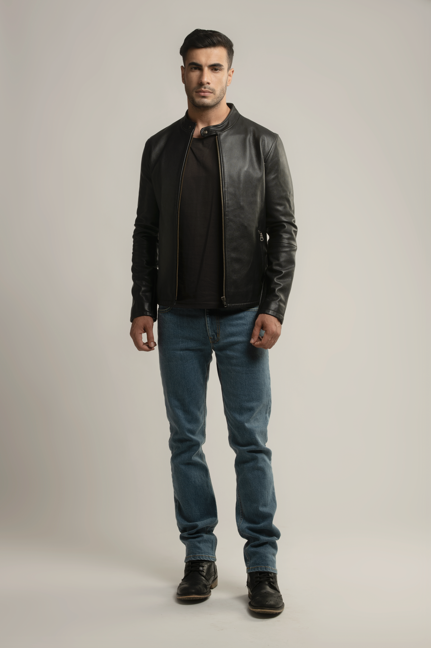 The Racer Nappa Leather Jacket- Black