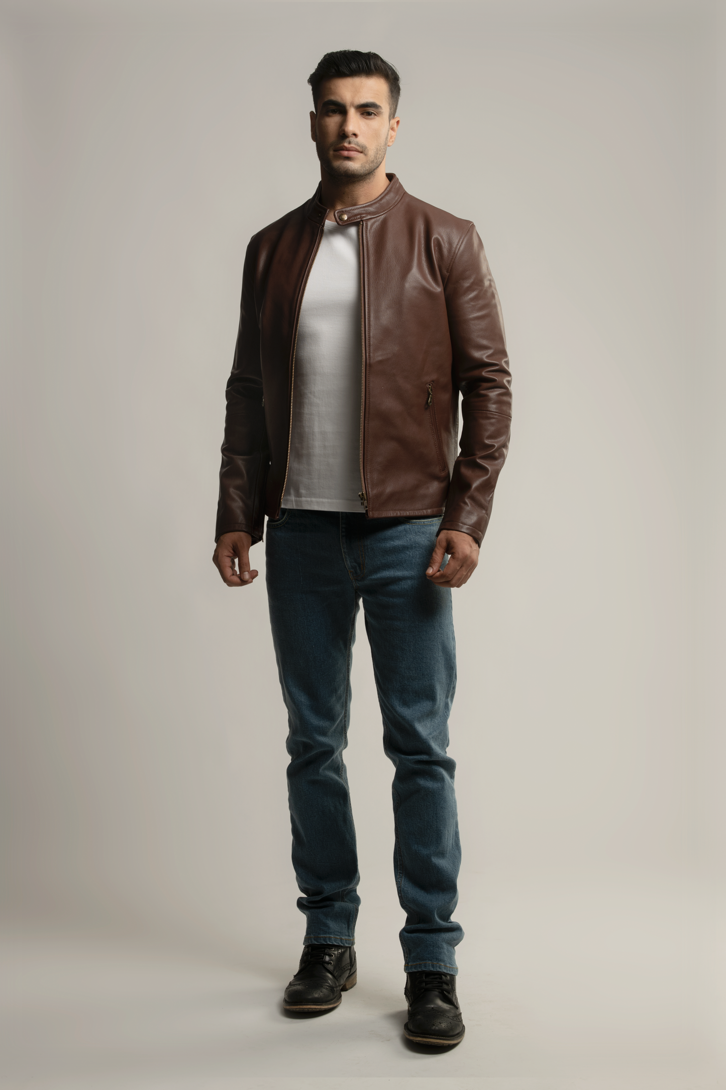 The Racer Nappa Leather Jacket- Tan