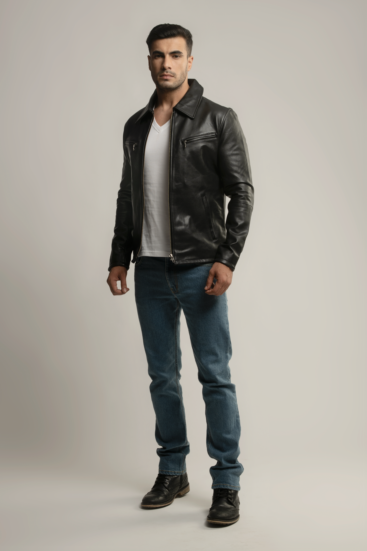 The Classic Nappa Leather Jacket- Black