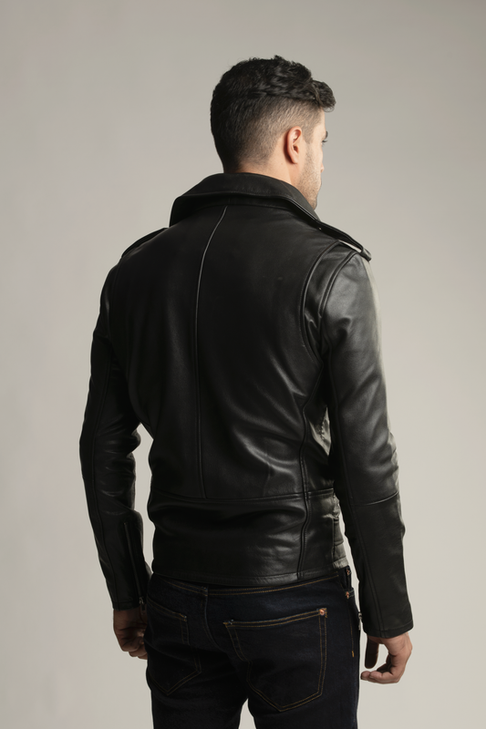 The Biker Nappa Leather Jacket- Black