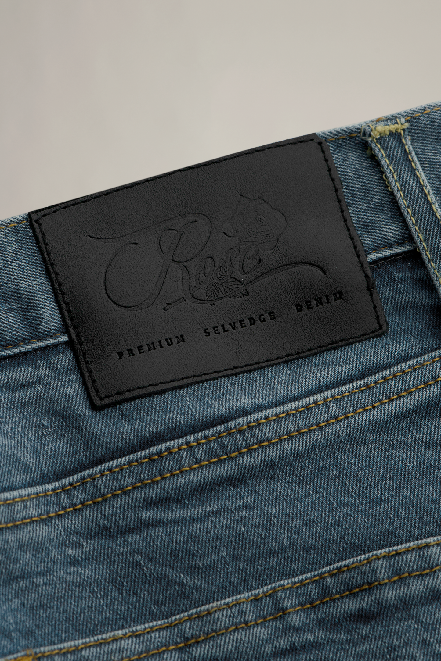 Selvedge Denim Slim Straight Jeans- Light Blue