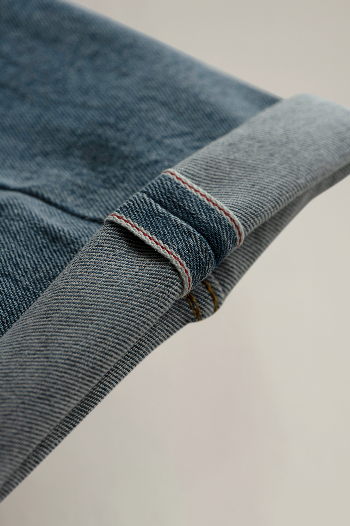 Selvedge Denim Slim Straight Jeans- Light Blue