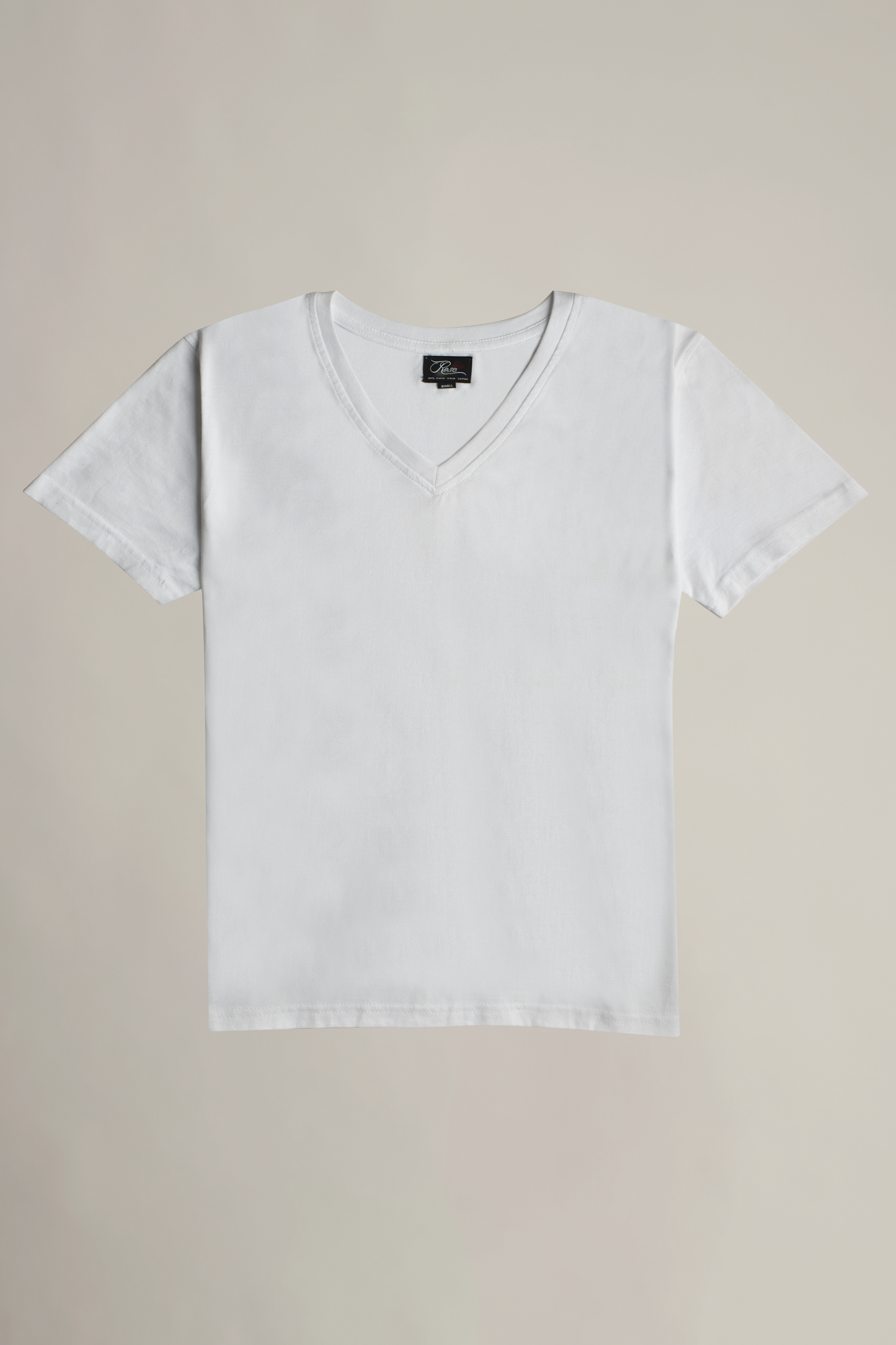 Suvin Gold V-neck T-Shirt- White