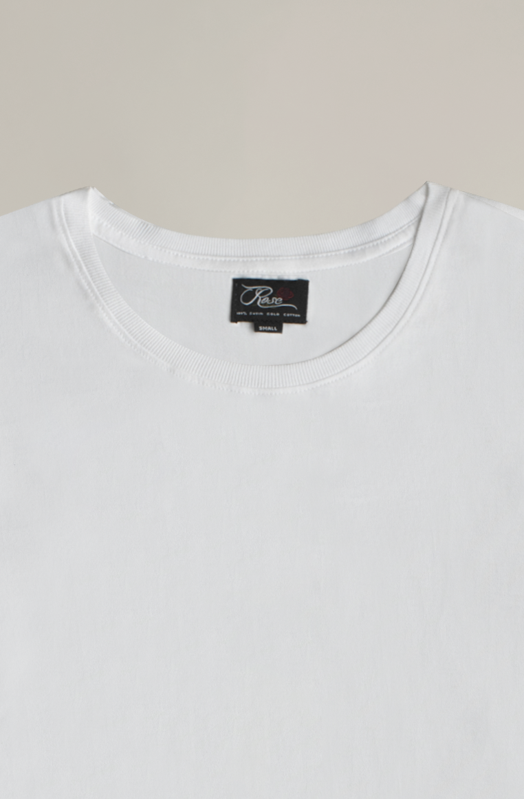 Suvin Gold Long Sleeve Round Neck T-Shirt- White