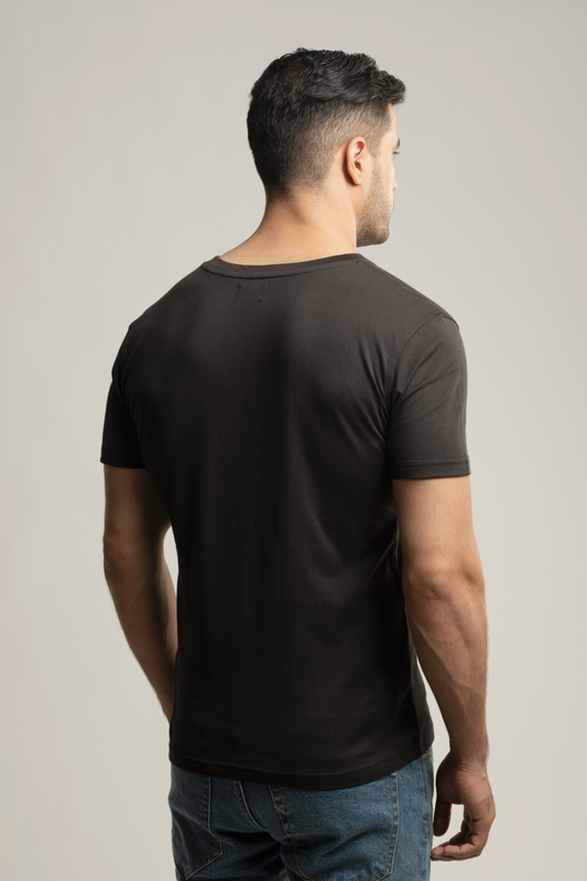 Suvin Gold Short Sleeve Round Neck T-Shirt- Black