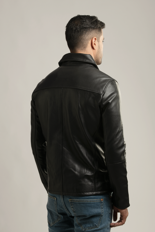 The Classic Nappa Leather Jacket- Black