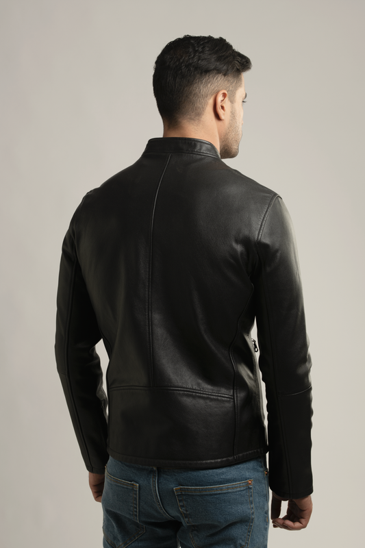 The Racer Nappa Leather Jacket- Black