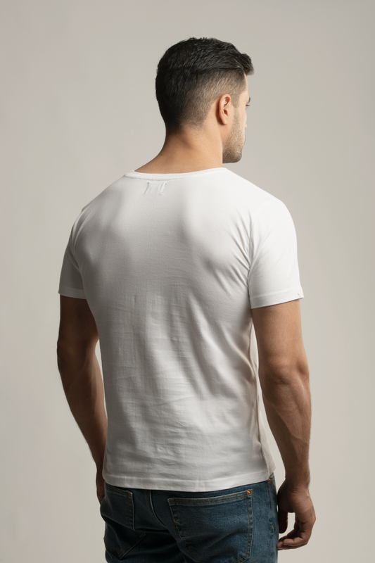 Suvin Gold Short Sleeve Round Neck T-Shirt- White