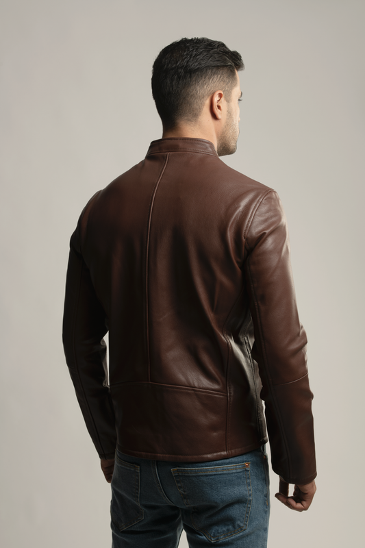 The Racer Nappa Leather Jacket- Tan