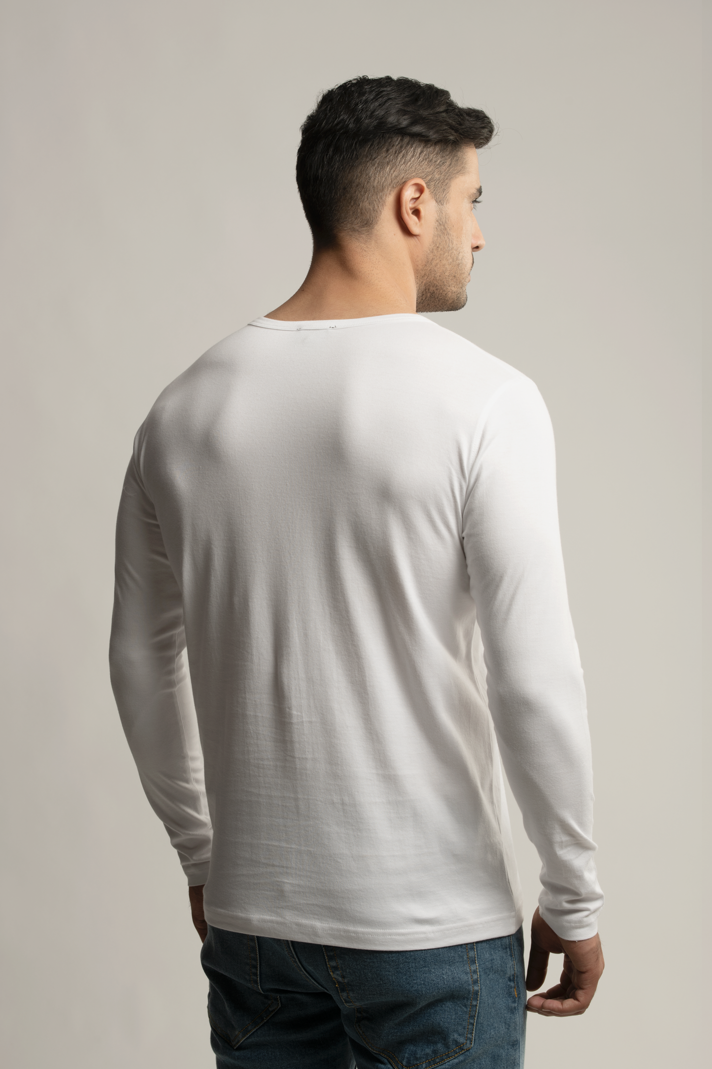 Suvin Gold Henley T-Shirt- White