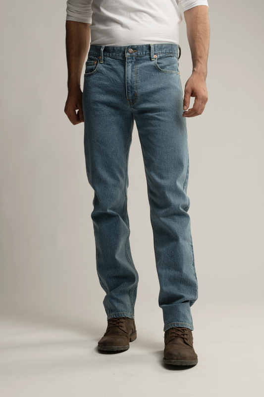 Selvedge Denim Straight Jeans- Light Blue