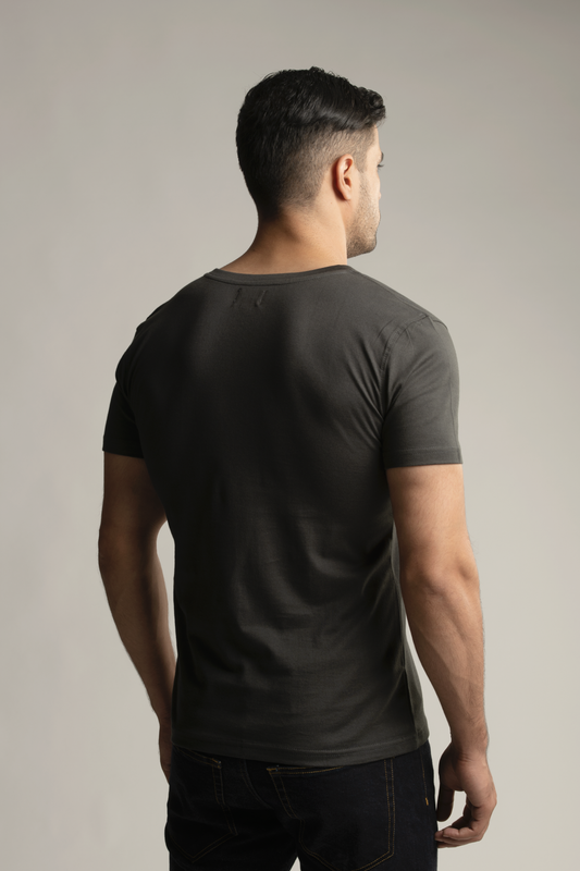 Suvin Gold V-neck T-shirt- Grey