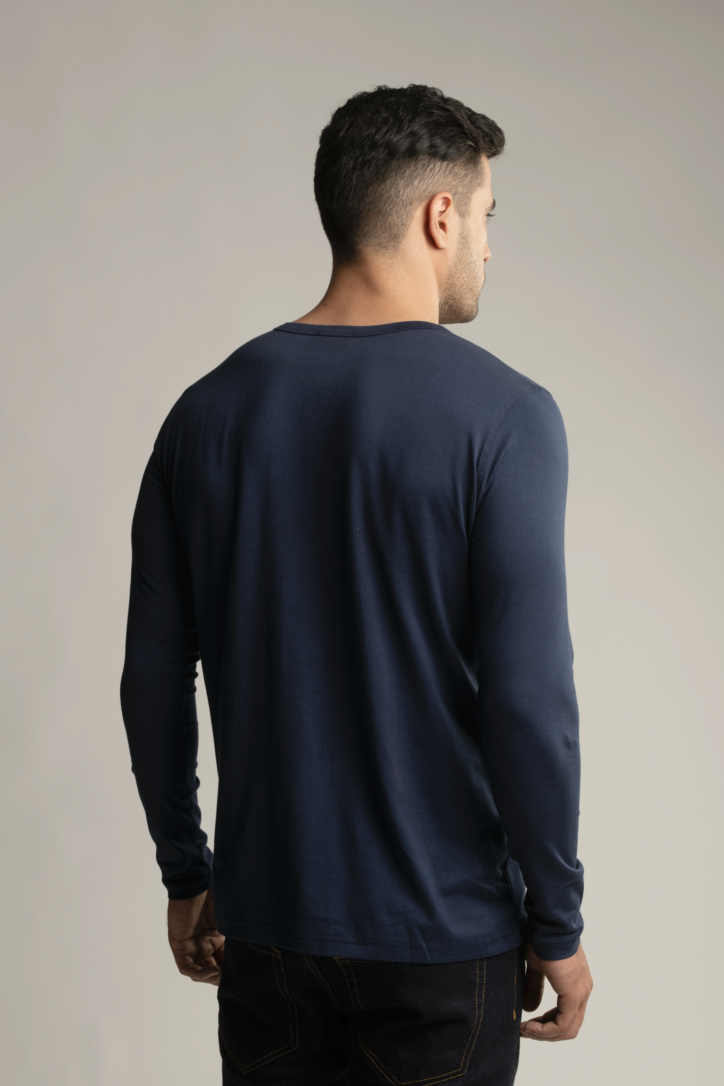 Suvin Gold Henley T-Shirt- Navy Blue