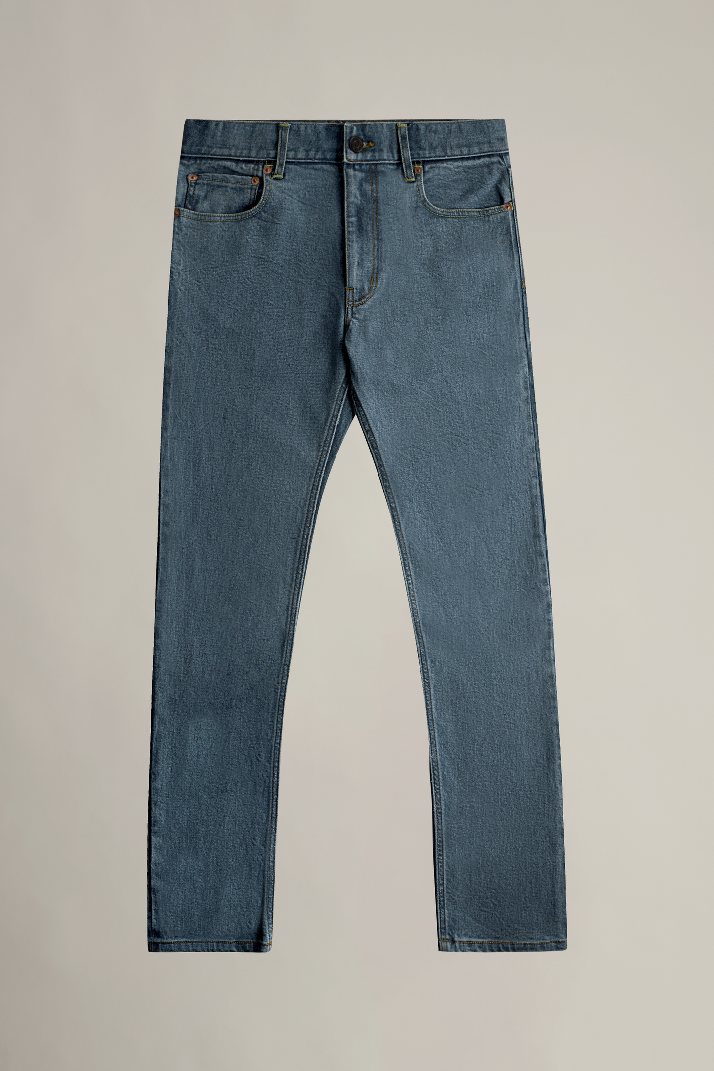 Selvedge Denim Slim Straight Jeans- Light Blue