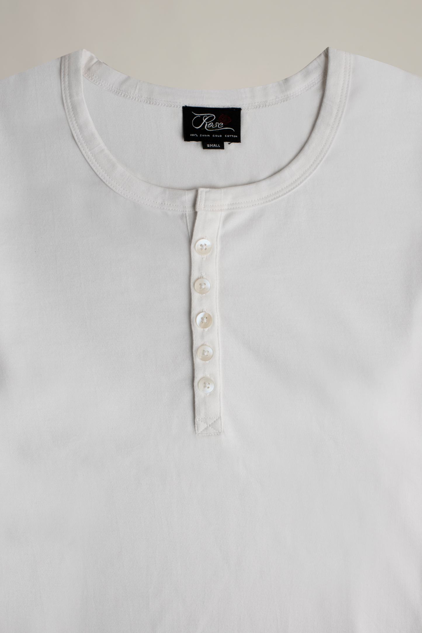 Suvin Gold Henley T-Shirt- White