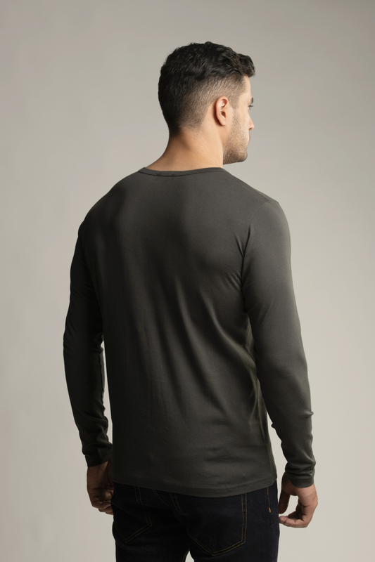 Suvin Gold Henley T-Shirt- Grey