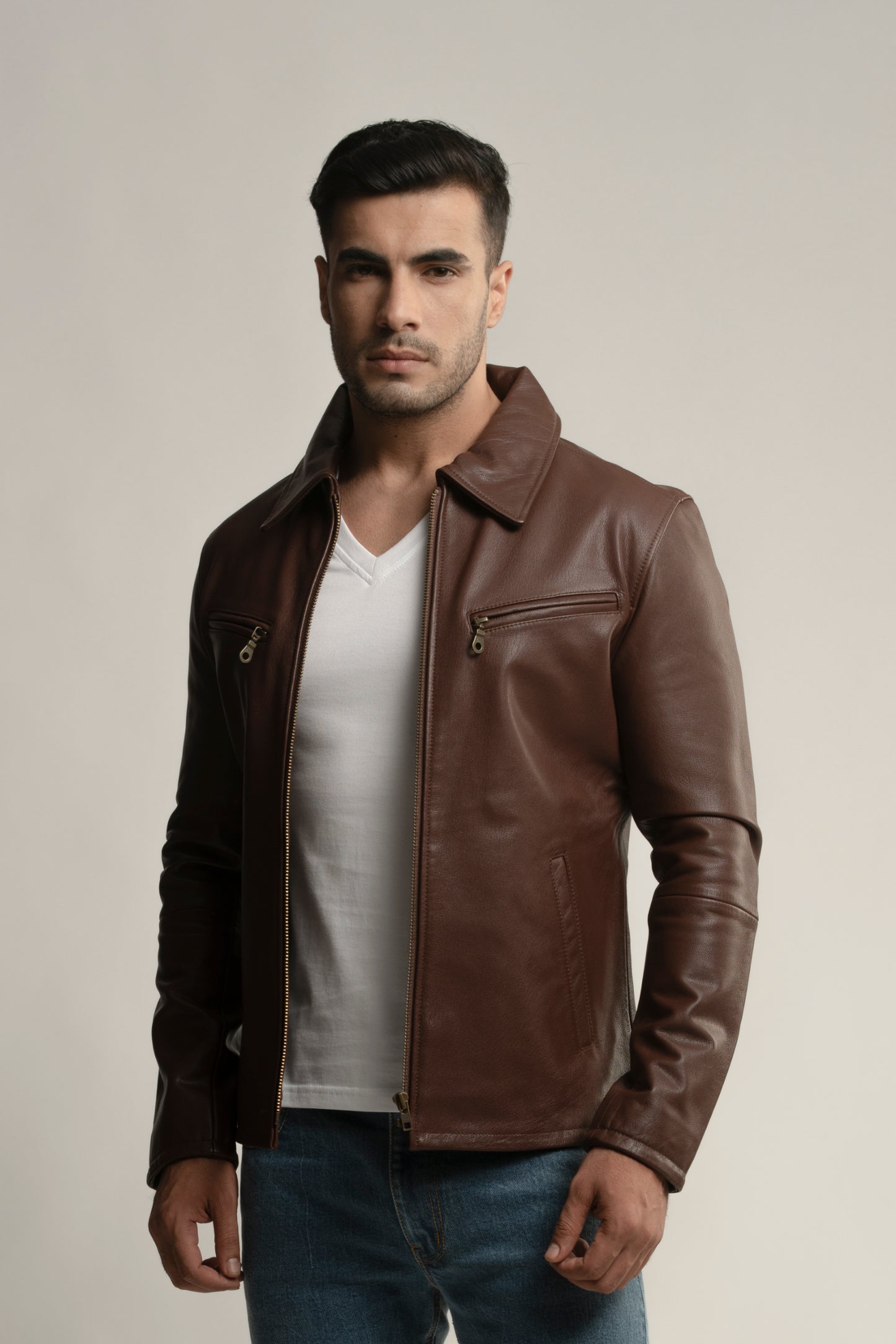 The Classic Nappa Leather Jacket- Tan – Rose by Darks